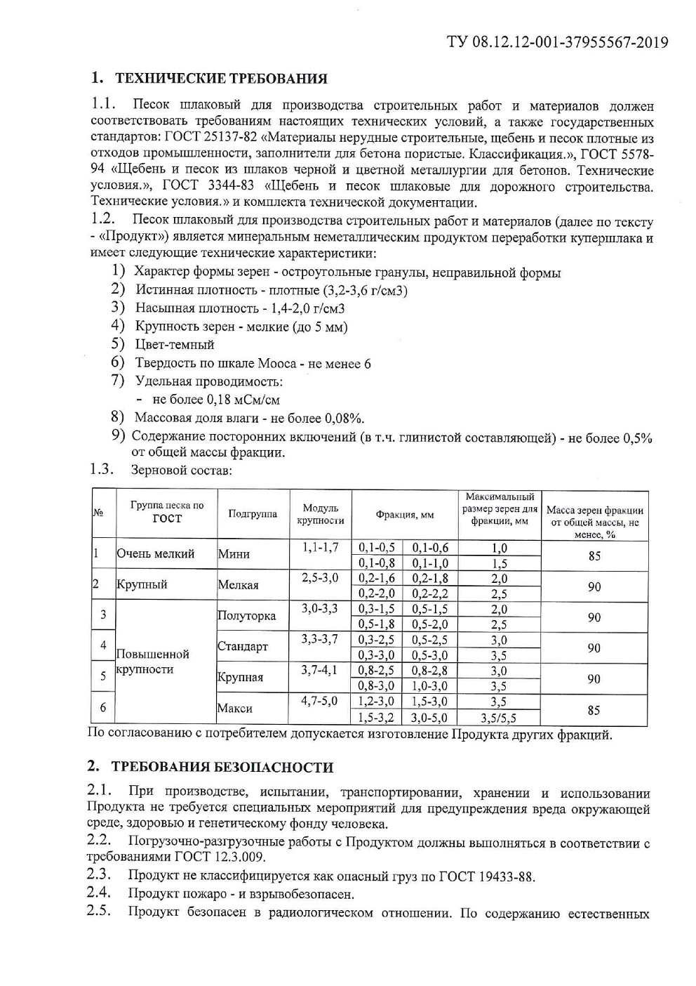 ТУ 08.12.12 001 37955567 2019 0003